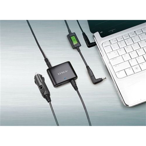 Adaptateur Universel Ultra-Mince 90 Watts avec Afficheur LCD et Sortie USB pour Allume-Cigare