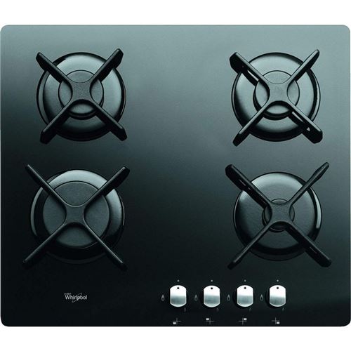 Whirlpool Akt2000nb Table Cuisson Gaz - 4 Foyers - 7800w - L59 X P51 Cm - Revetement Verre Trempe - Miroir