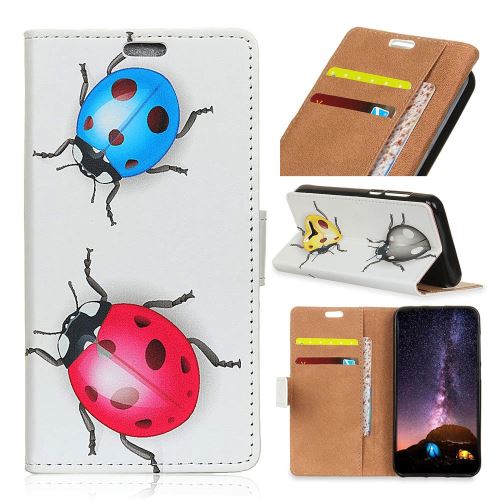 Etui en PU impression de motifs coccinelles pour votre Motorola P40