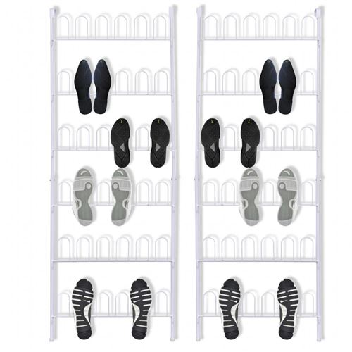 Étagère à chaussures 18 Paires 2 pièces Acier Blanc