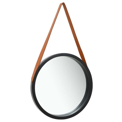 VidaXL Miroir mural avec sangle 50 cm Noir