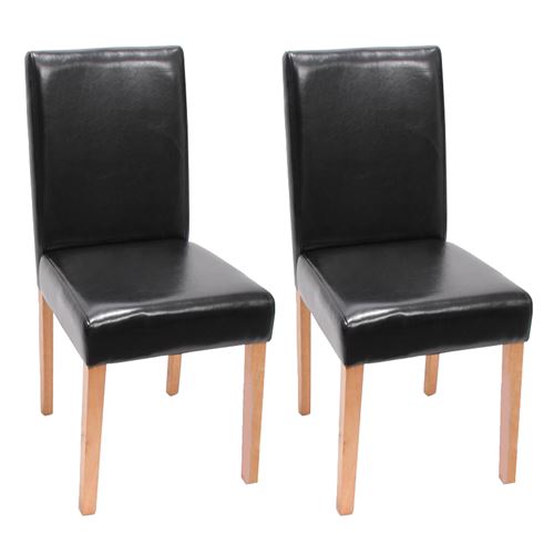 Lot de 2 chaises de séjour Littau, simili-cuir, noir, pieds clairs