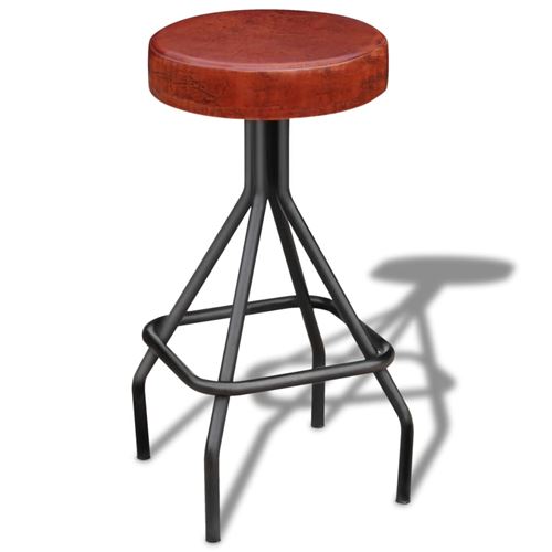 vidaXL Tabouret de bar Cuir véritable Marron et noir