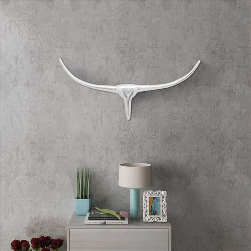 Décoration murale en forme de tête de taureau en aluminium Argent 75cm