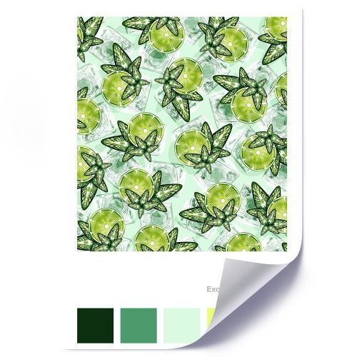 Feeby Affiche imprimée décorative murale Poster Image, Citron vert et menthe 50x70 cm