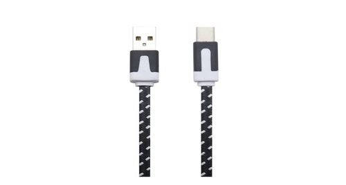 Cable Noodle Type C Pour Htc U Play Chargeur Android Usb 1,5m Connecteur Tresse (noir)