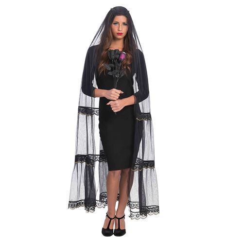 cape en jersey et dentelle noir 150 cm