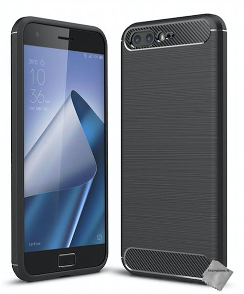 Housse etui coque silicone gel carbone pour Asus Zenfone 4 Pro ZS551KL avec verre trempe - NOIR