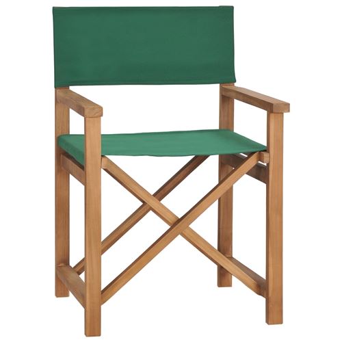VidaXL Chaise de metteur en scène Bois de teck solide Vert