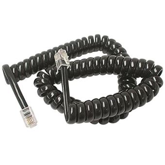 Câble Téléphonique Spiralé RJ10/4P4C – Longueur 2 M – Noir – Pour Combiné Téléphone Fixe – Qualité Supérieure - 8