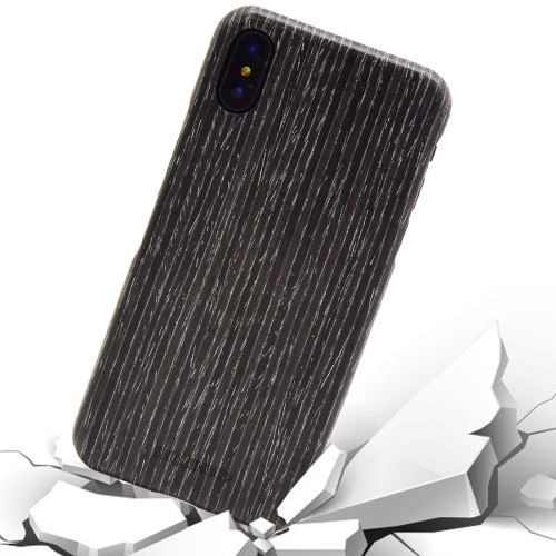 iPhone X Coque Protection Plastique Noir Effet Bois ALS48166