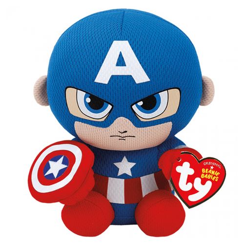 Ty Multicolore Peluche Marvel Beanie Babies Small Captain America 15 Cm