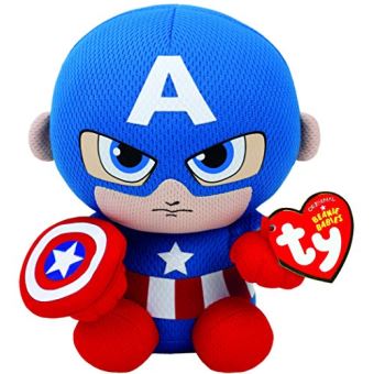 Peluche TY Marvel Beanie Babies Small Captain America 15 cm