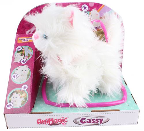 Animagic Cassy le chat jouet câlin interactif en peluche 24 cm blanc en peluche