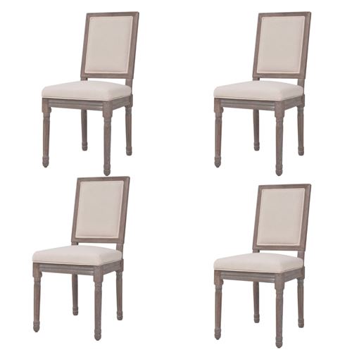 vidaXL Chaise de salle à manger 4 pcs Lin 47 x 58 x 98 cm Blanc crème