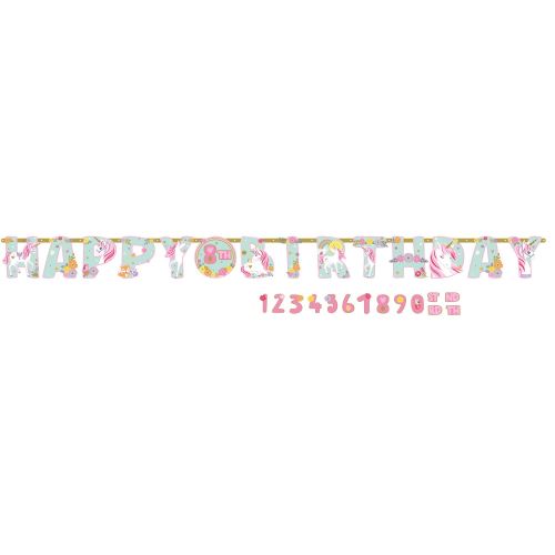 Amscan bannière anniversaire licorne 320 cm personnalisable
