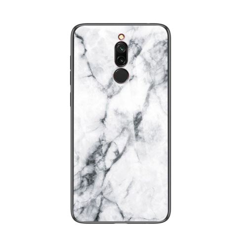 Coque Xiaomi Redmi 8 Tpu Marbre Blanc Dos en Verre Trempé Housse Etui hfs-house®