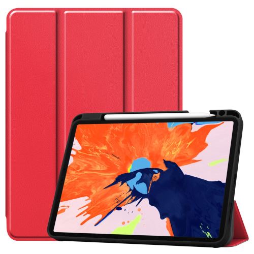 Etui en PU + TPU triple avec support et porte-stylo rouge pour votre Apple iPad Pro 12.9 pouces (2020)