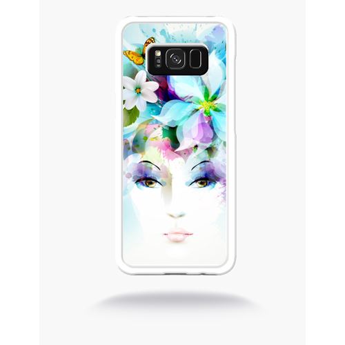 Coque Girl And Flowers Compatible Samsung S8 Bord Transparent