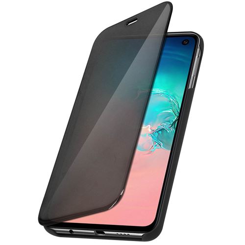 Housse Samsung Galaxy S10e Étui Miroir Clapet translucide Stand Vidéo noir