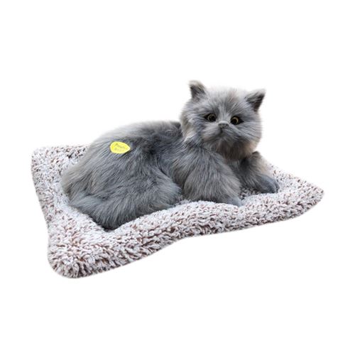 Peluche chat Allongé sur la couverture 27cm -gris