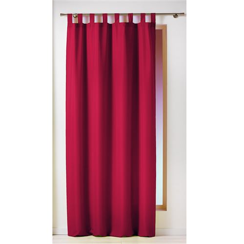 Rideau a passants 140 x 260 cm polyester uni essentiel Rouge
