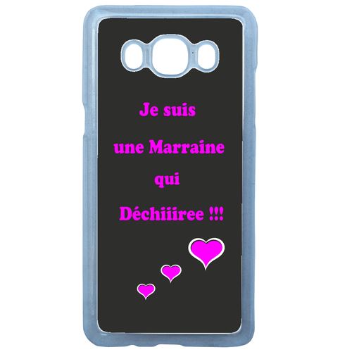 Coque Marraine Rose Et Noir Compatible Galaxy J7 2016 Transparent