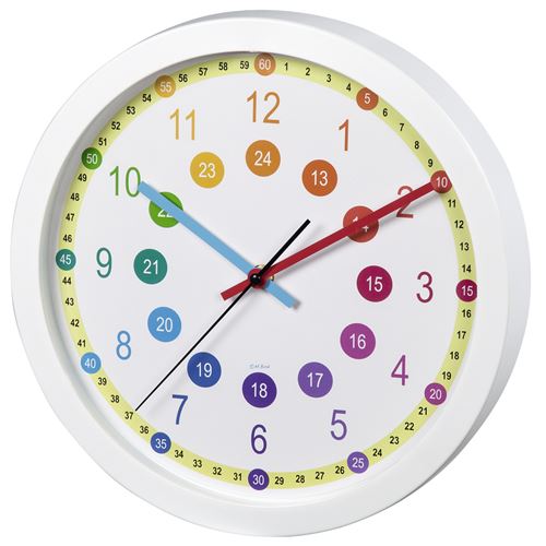 Hama Horloge murale pour enfant Easy Learning, diam. 30 cm, silencieuse