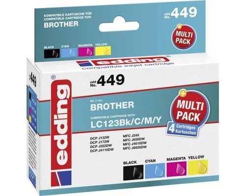 Edding encre remplace brother lc-123 compatible pack bundle edd-449
