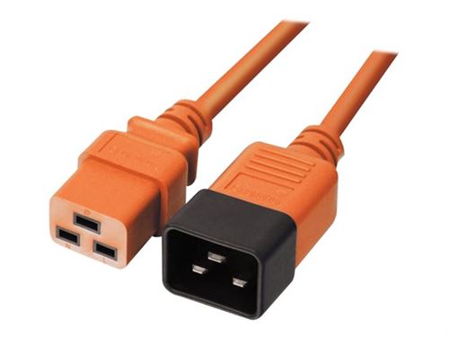 Rallonge Secteur IEC C19 vers IEC C20, orange, 3m