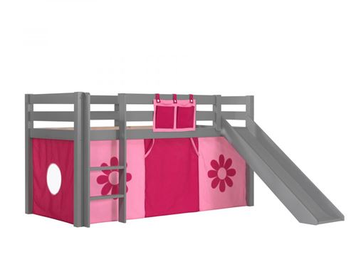 Pack - lit enfant toboggan & tente ""pino flower"" gris