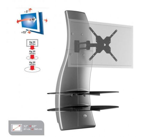 Ghost design 2000 rotation meuble tv support silver