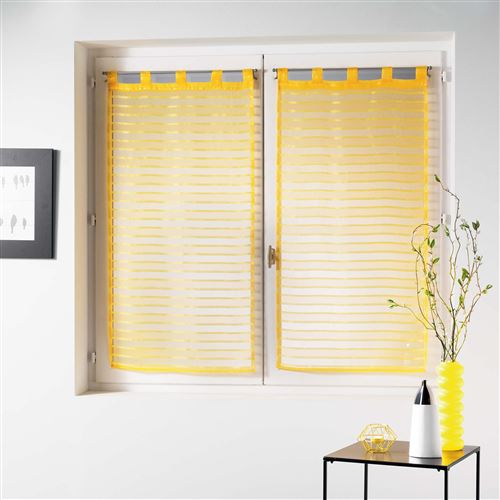 Paire droite passants 2 x 60 x 160 cm voile sable raye riane Jaune