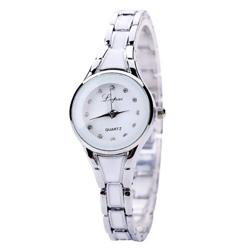 Montre Bracelet Femme Quartz Argent+Blanc