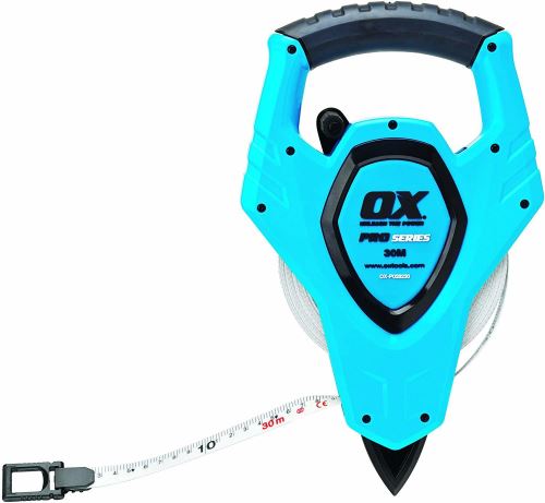 OX Tools P028230 Pro Fibreglass Open Reel Tape-30M / 100FT, Bleu, 30 m/100 ft