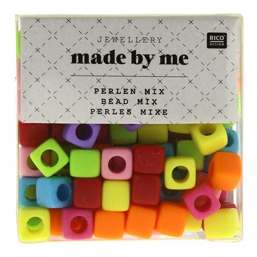 Assortiment de perles carrées en plastique - Multicolore - Environ 99 pcs