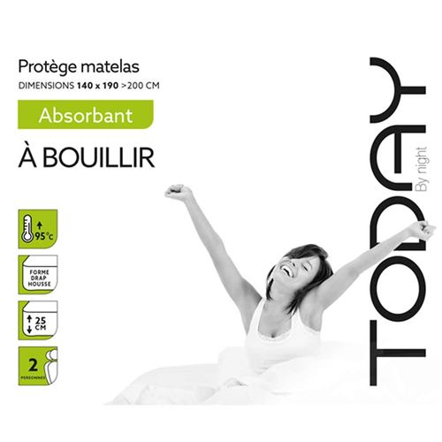 today protege matelas / alese absorbant a bouillir 140x190/200cm - 100% coton