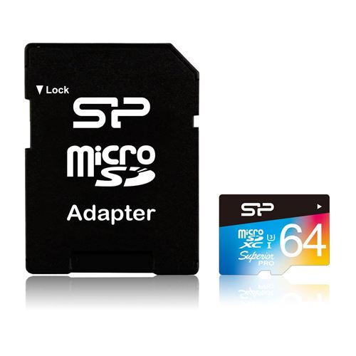 SILICON POWER Carte mémoire microSD UHS-3 Superior - 64 Go