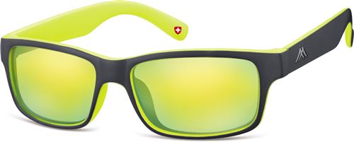 Montana lunettes de soleil hommes rectangulaires noir mat/jaune (MS27)
