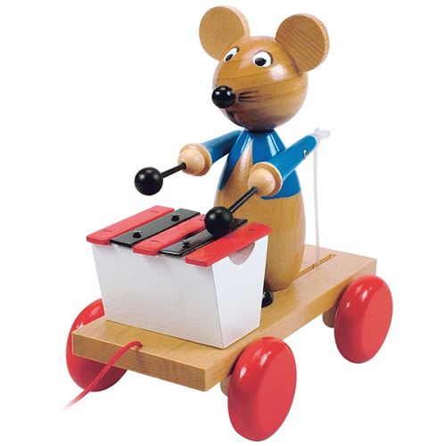 MIMI Souris à tirer avec xylophone en bois jeu à promener