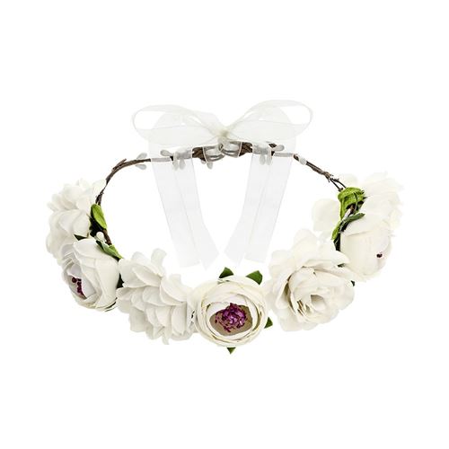 couronne fleurs artificielles rosier 17cm blanc - WIAN1-008-KARTON