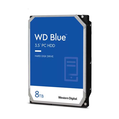 WD Blue WD80EAAZ - Disque dur - 8 To - interne - 3.5" - SATA 6Gb/s - 5640 tours/min - mémoire tampon : 256 Mo