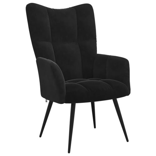 Vidaxl Noir Chaise De Relaxation Velours - Image 2