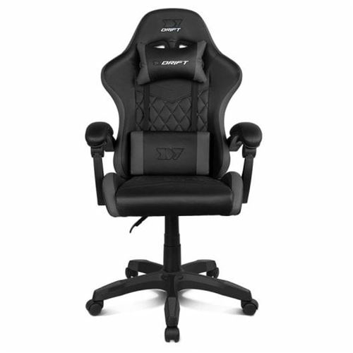 DRIFT GAMING DR35 – Silla Gaming Ergonómica Profesional con Reposabrazos 2D Ajustables, Soporte Lumbar y Cervical, Reclinable 135°, Tapizado en Cuero Sintético, Ruedas Silenciosas, Negra-Gris
