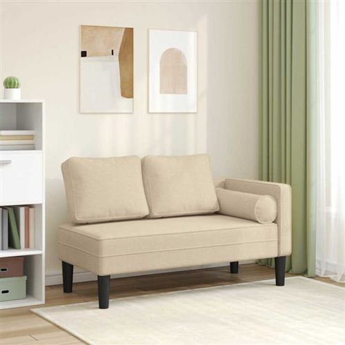 Chaise Longue Con Cuscini Crema In Tessuto - Vidaxl