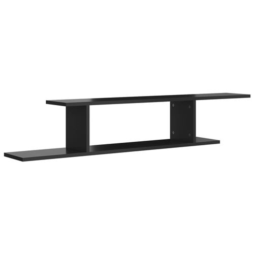 vidaXL Étagère TV murale Noir brillant 125x18x23 cm Aggloméré