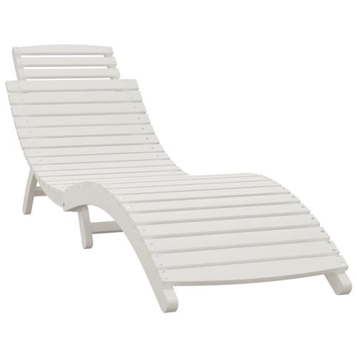 Chaise longue blanc 184x55x64 cm bois massif d'acacia