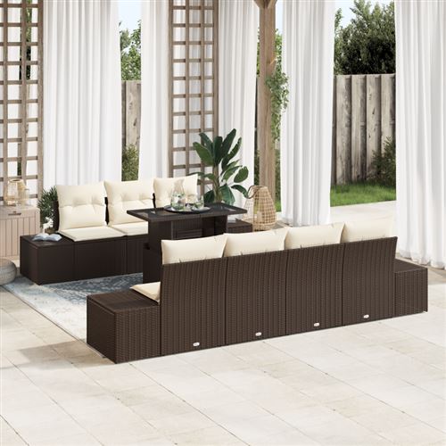 vidaXL Ensemble de Canapés 8 pc Marron et Crème polyrotin