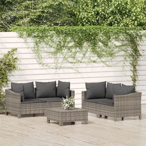 Non Communiqué Gris Salon De Jardin Modulable Vidaxl Resine Tressee 5 Pieces X 63 5 Personnes
