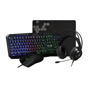 Pack Gamer 4 en 1 - The G-Lab - COMBO NATRIUM - Souris Filaire - Clavier Filaire - Casque Filaire - Tapis de Souris - 1